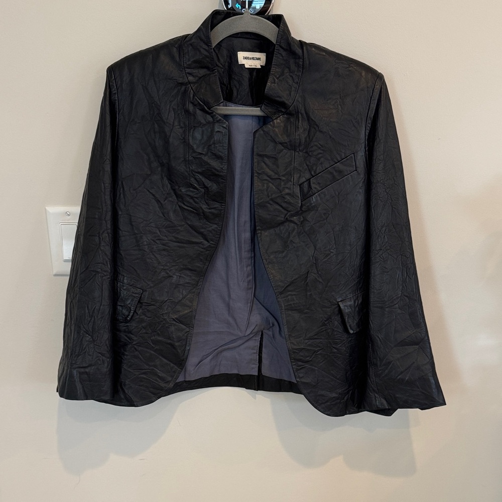 Zadig & Voltaire Veryn Cuir Crinkled Leather Jacket